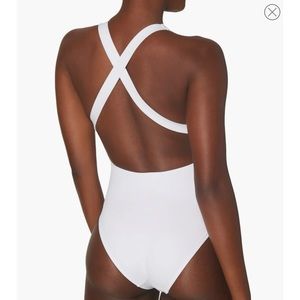 NWOT Andie-Tulum Ribbed White one-piece (cross back) SZ~Large Tall
